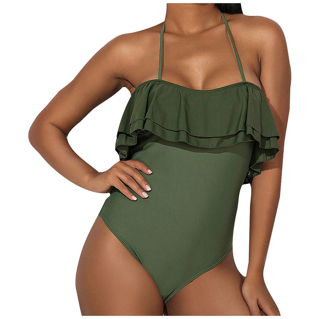 

Halter Padded Sets up Stripe Solid 1 Piece Swimsuits Women Bikini Push Swimwears Tankinis Set Swimwears Women's bathing suits