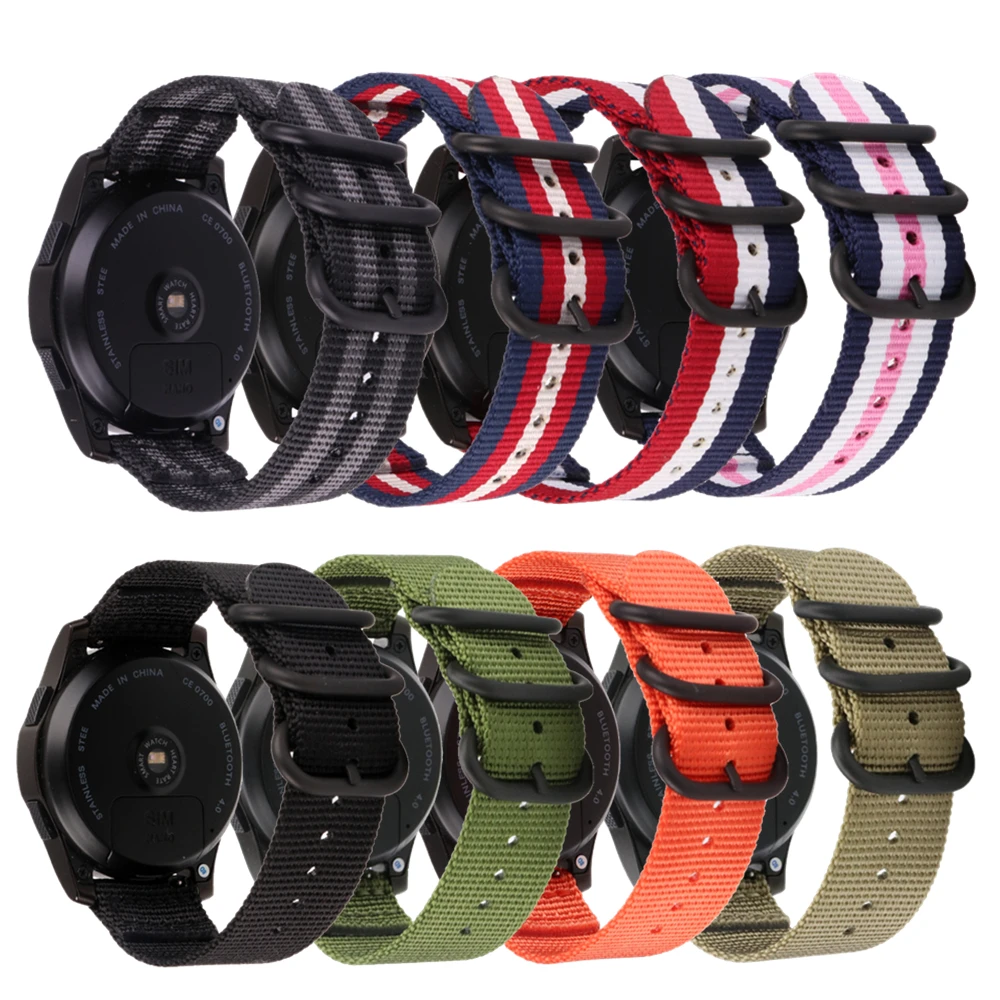 

Ремешок нейлоновый для наручных часов, брезентовый браслет для Garmin 245, Samsung Gear S3/Galaxy Watch Active/42 мм/46 мм, Huawei Watch GT Band, 22 мм 20 мм