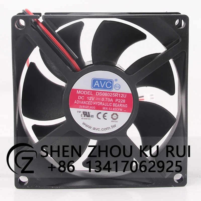 Чехол вентилятор с двумя шарикоподшипниками для AVC DS08025R12U 80X80X25mm 12V 0.70A 8025 8CM PWM, большой вентилятор охлаждения воздушного потока