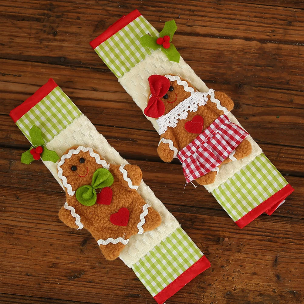 

Handle Christmas Covers Cover Door Fridge Microwave Protector Kitchen Oven Gingerbread Appliance Dishwasher Gloves Refrigerator