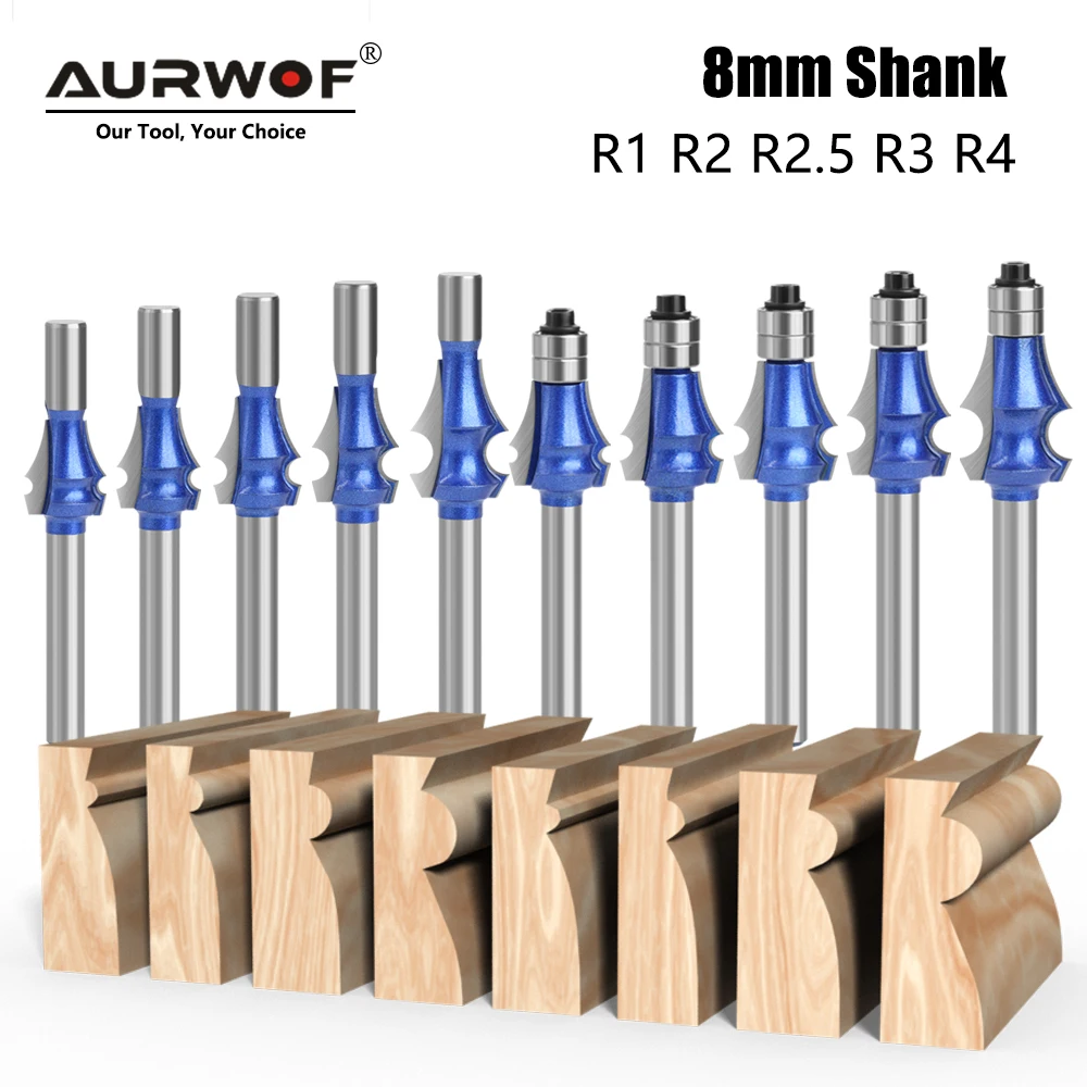 AURWOF  8mm high-quality Tungsten Carbide Drawing Line Router Bit Set for Woodworking milling cutter