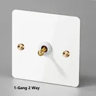 Белый настенный выключатель в стиле ретро с золотым рычагом, 1-4 клавиши, двухсторонний настенный выключатель для лампы, панель из нержавеющей стали, розетка ЕС USB