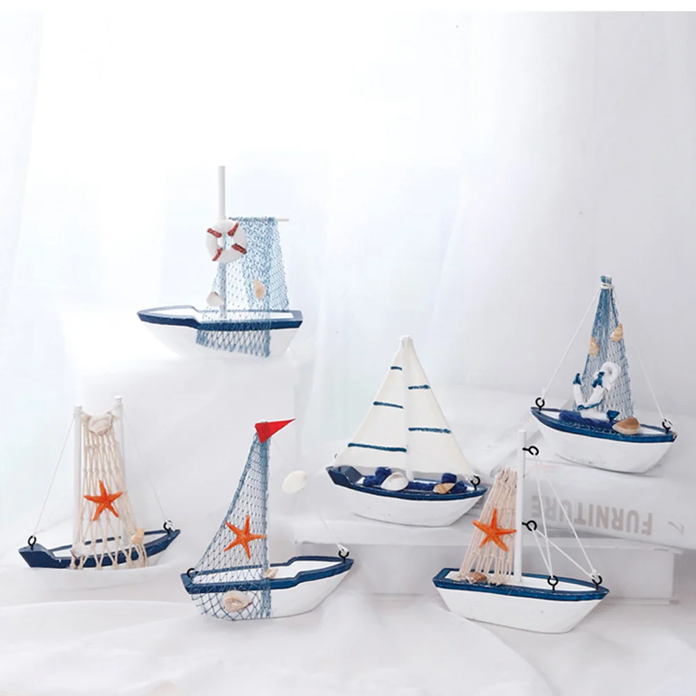 

Statue Decor Mini Sailboat Model Decorate Nautical Sailboat Decor Coastal Statues Figurines Bamboo Table Centerpieces