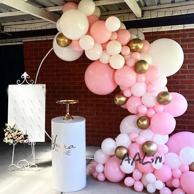 Pastel Pink Balloon Garland Kit Balloons Birthday Decorations Shower Princess Theme Party Background Decor 4D Round Foil Baloons