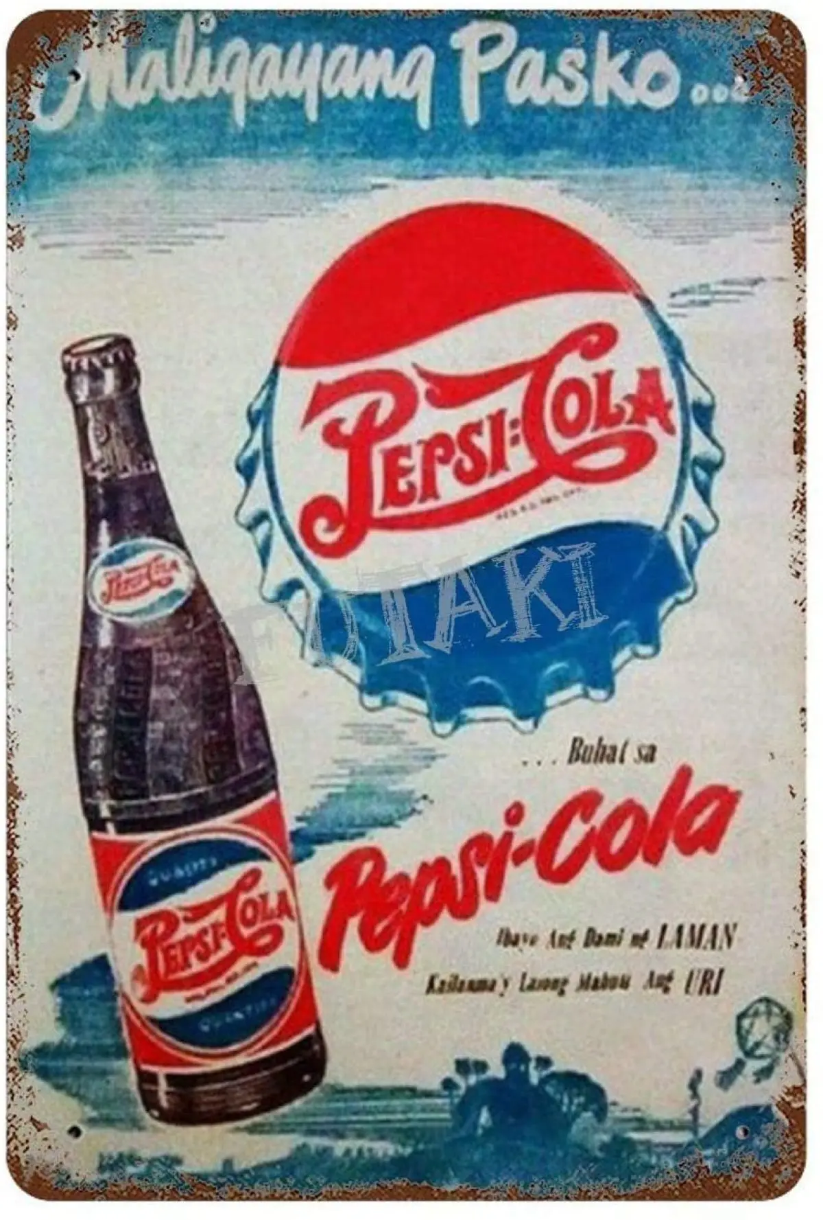 

Pepsi Cola 1950s Vintage Tin Sign Art Iron Painting Rusty Poster Decoration Aluminum plaque