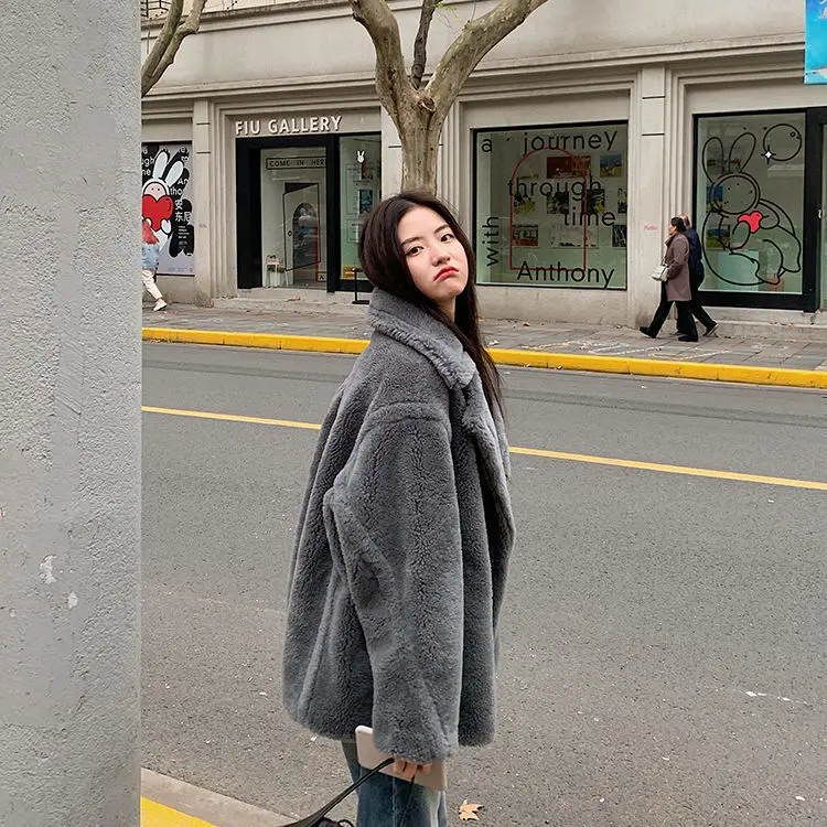 

Женская осенне-зимняя шуба из искусственного меха 2021, теплая Женская куртка из искусственного меха Тедди, Женская Повседневная Верхняя оде...