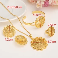 new ethiopian big flower pendant clip earrings women jewelry sets gold african wedding bridal setgift habesha flower girls charm