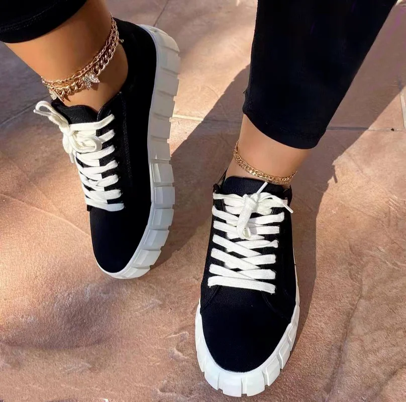 

2023 Autumn New Designer Women's Shoes Women's Thick-soled Sneakers Lace-up Outdoor Comfortable Casual Shoes Plus Size 36~43