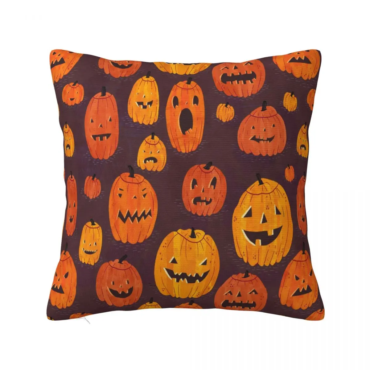 

Halloween Plaid Pillowcase Soft Cushion Cover Decorations Pumpkin Goblin Collage Throw Pillow Case Cover Bedroom Square 40X40cm