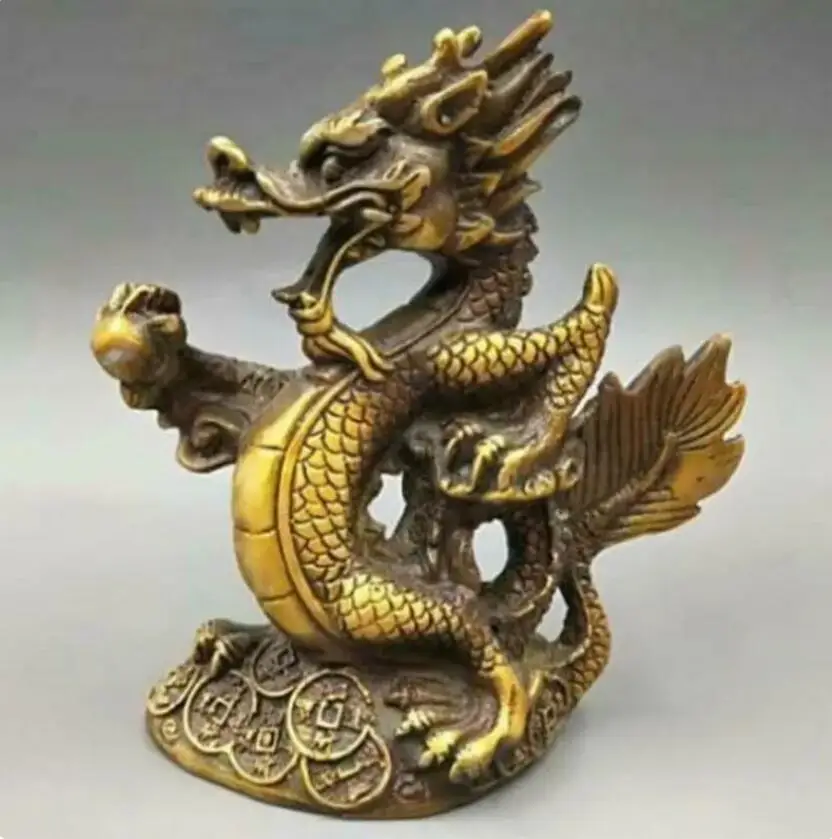 

Медная статуя, изысканная сборная китайская старая фэн-шуй, двенадцать знаков зодиака, животное, украшение для дома