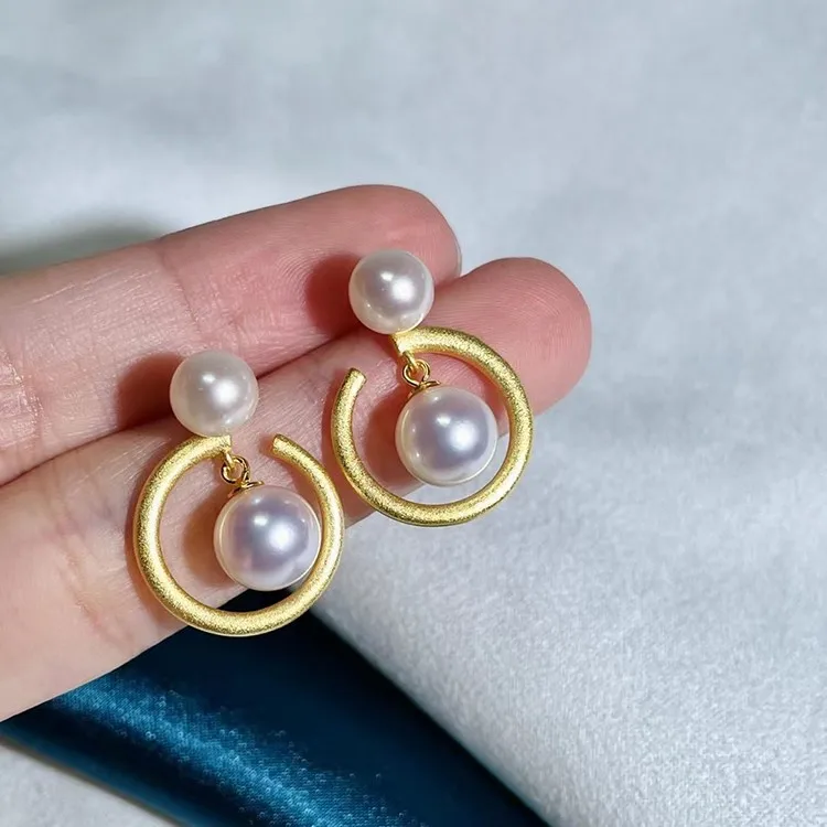 3Pairs/Lot Simple Classic Circle Pearl Earrings Settings Women Handmade DIY Earrings Components
