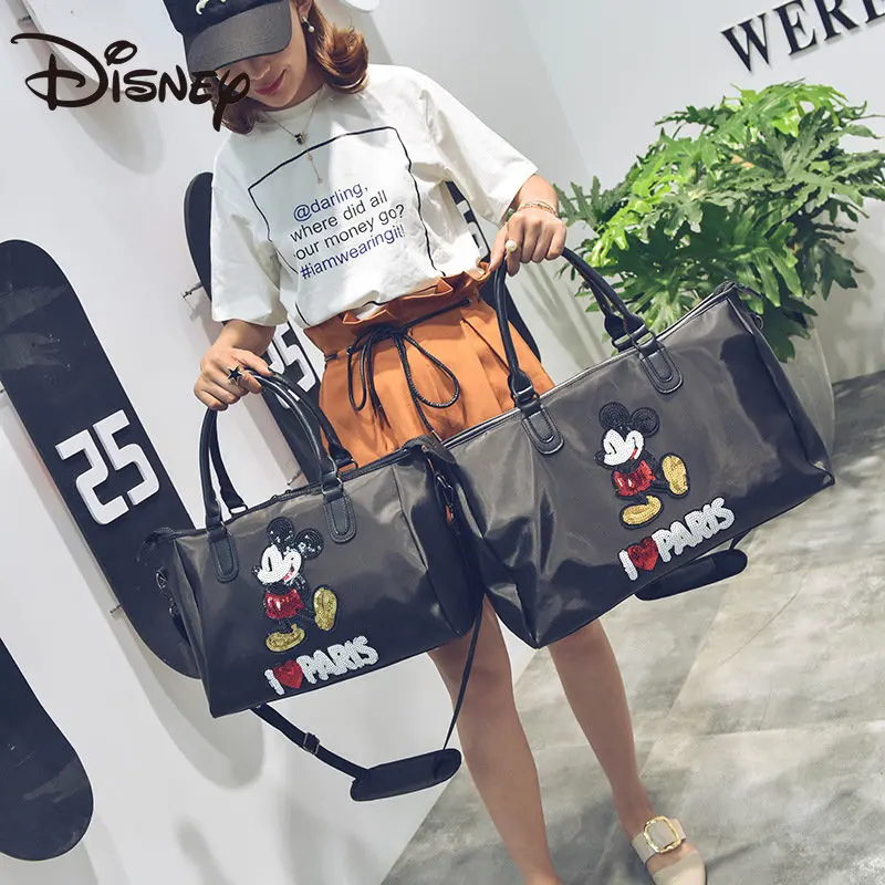 Купи Disney's New Waterproof Luggage Bag Fashion Sequins Mickey Travel Bag One-shoulder Diagonal Portable Men's and Women's Bags за 1,443 рублей в магазине AliExpress