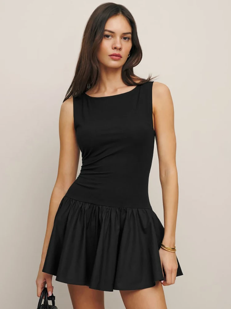 Женское платье-пуловер с круглым вырезом без рукавов