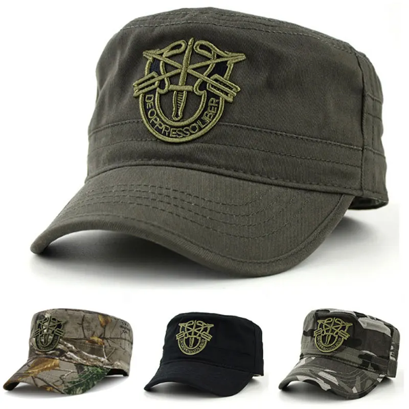 

Vintage Flat Top Camouflage Military Hats Men Summer Army Cap Gorras Male Sports Camo Men's Caps Sun Trucker Hat Bone