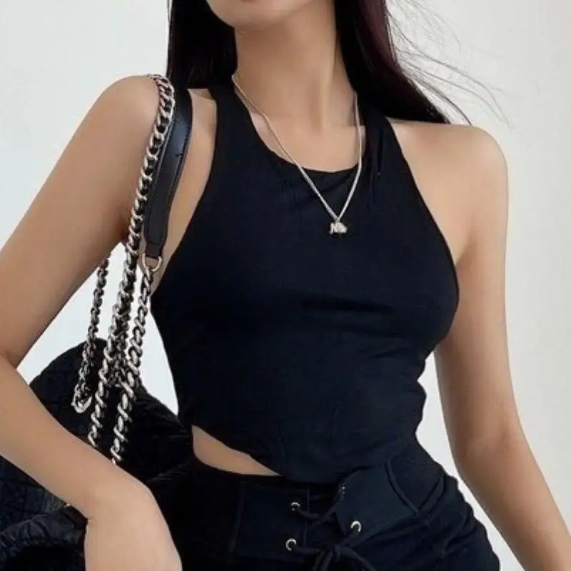 YJSFG HOUSE Белый хлопковый укороченный топ