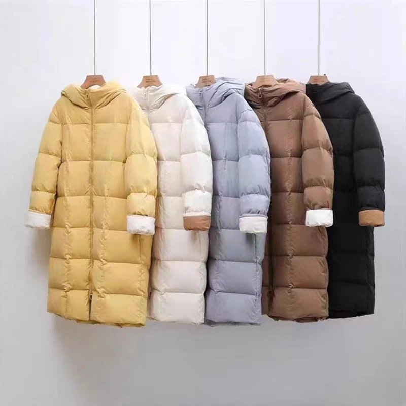 

Женский зимний пуховик с капюшоном, теплая Повседневная куртка-пуховик, длинная парка с хлопковой подкладкой, 2022