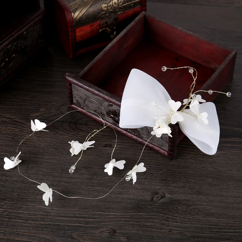 

Bridal bow tie headdress white wedding accessories