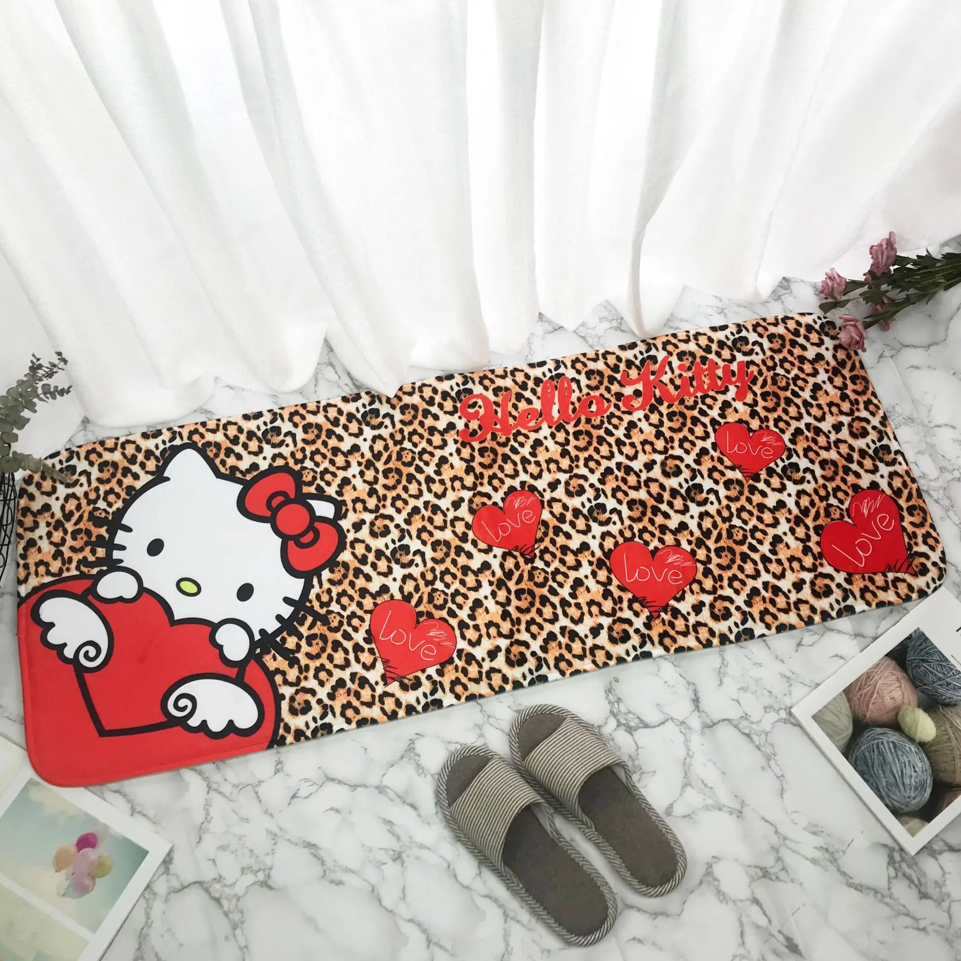 45x120cm holle kitty floor mat fare velvet memory cotton childrens cartoon carpet absorbent footmat bathroom non slip carpet free global shipping