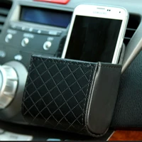 universal pu leather organizer back tidy car coin bag air vent storage car storage case phone holder