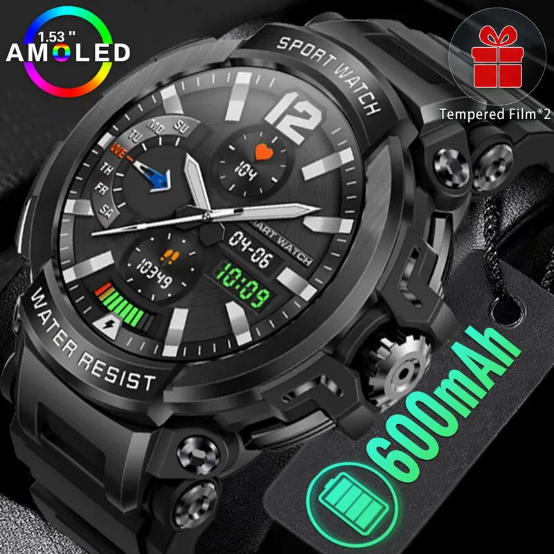 Мужские Умные Часы Amoled 1 53 Дюйма Водонепроницаемые IP68 Bluetooth Напоминание О Вызове