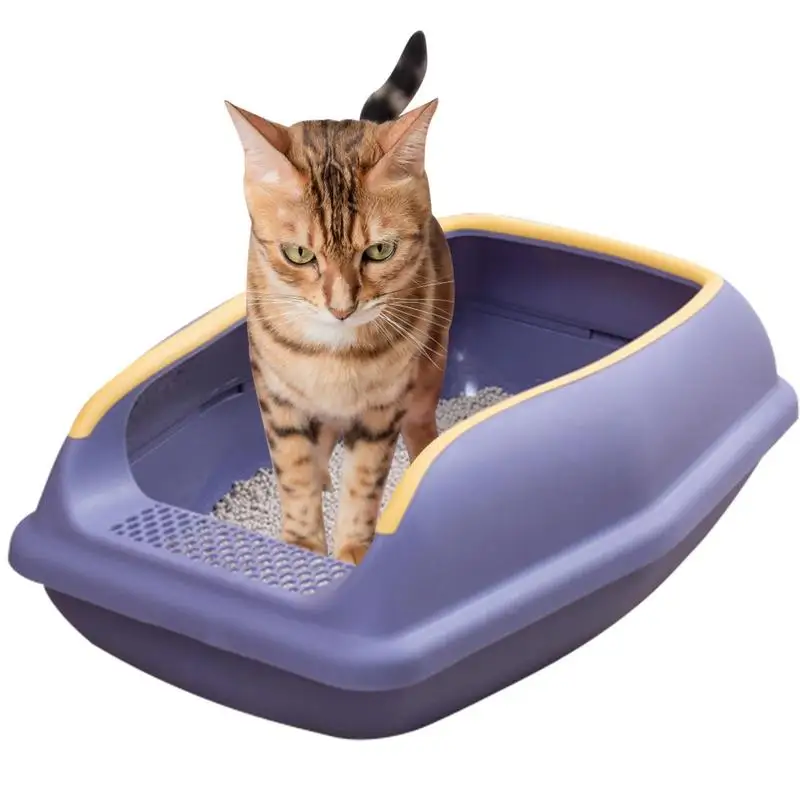 

Kitten Litter Box Semi Enclosed Litter Box With High Sides Secure And Odor Litter Box Removable Travel Litter Tray Easy To Clean