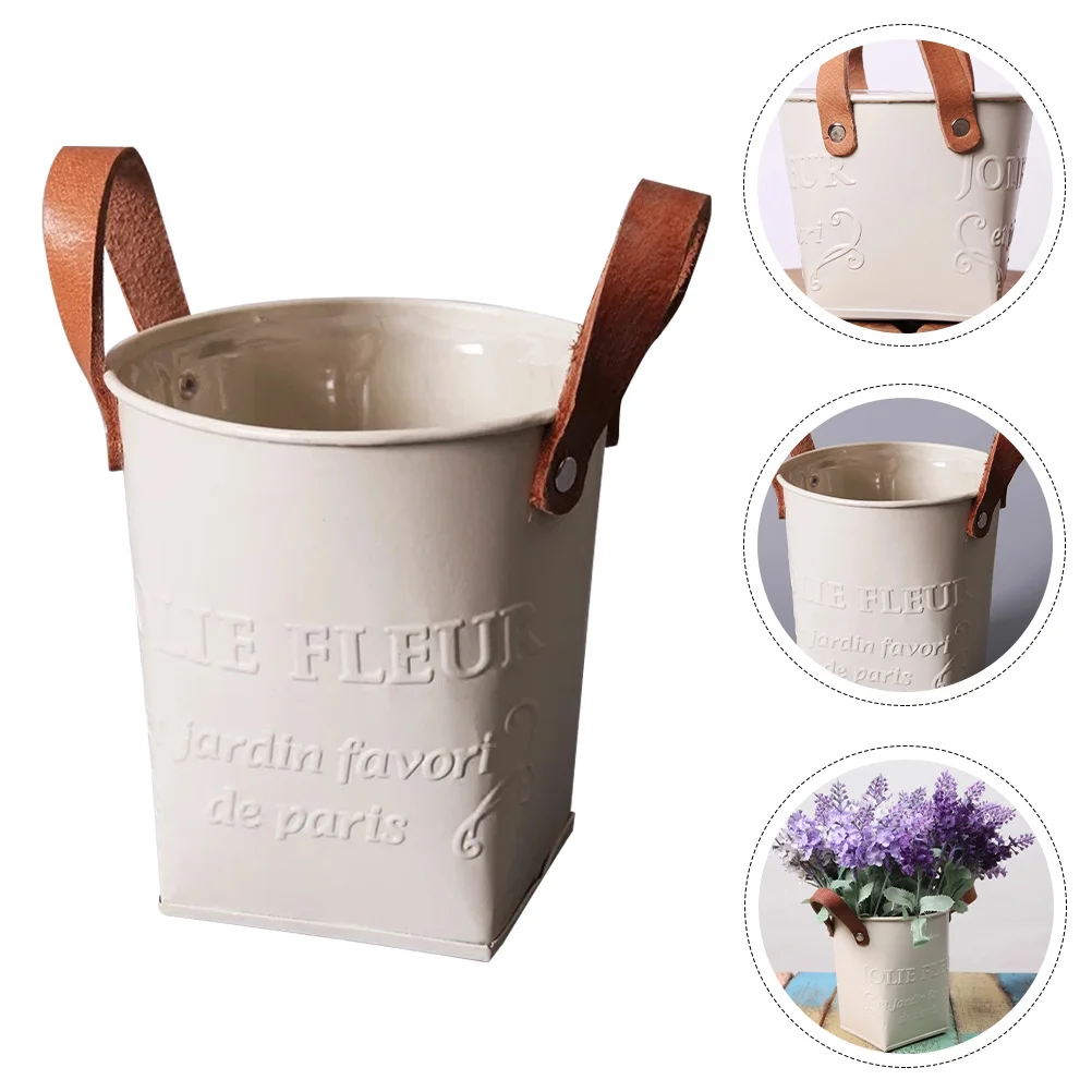 

1pc Retro Style Flower Bucket Handle Gardening Flowerpot Flower Planting Bucket
