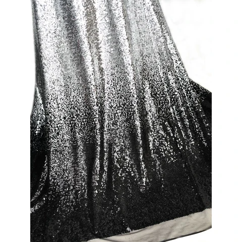 Многоцветная сетчатая ткань с блестками, 1 метр, серебристо-черная ткань с постепенной сменой ткани для свадебного платья, швейный материал шириной 130 см, 51 дюйм, L24A1
