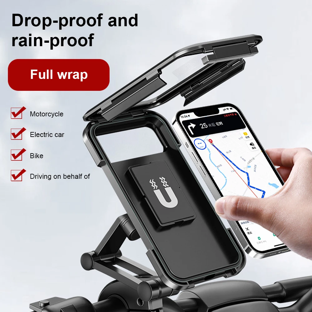 Suporte universal universal do telefone celular da motocicleta do suporte impermeável do telefone móvel da bicicleta da motocicleta gps 360 ° giratório ajustável