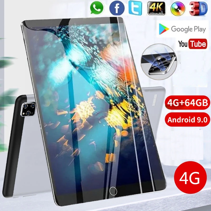 2023 Android 9.0 tablet 10.1 Inch 4GB+64GB Tablet New Bluetooth 4G Network Tbalet Ten Core WiFi Tablet PC  Kids Tablet Pc