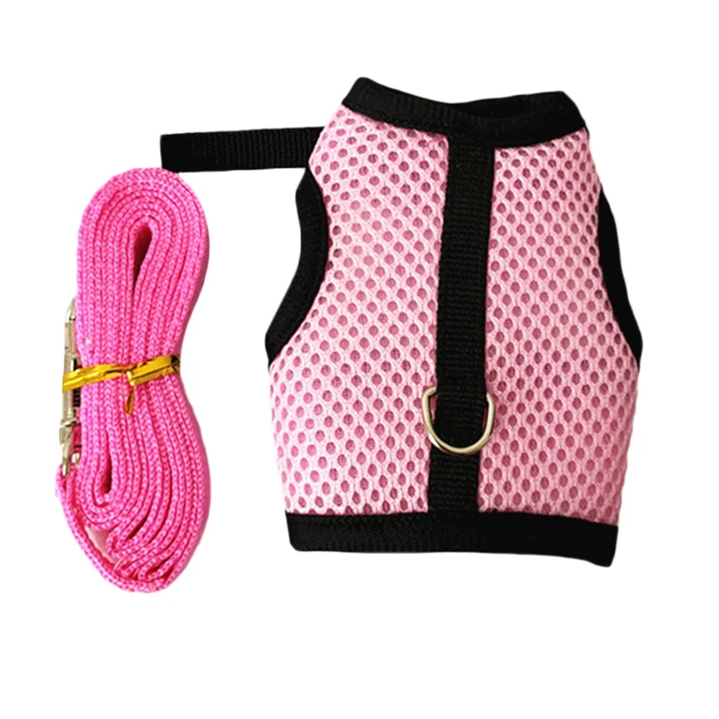 Small Animal Hamsters Outdoor Pet Vest with Pulling Rope Rabbit Harnesses Leashes Guinea Pig Leash Soft Harness