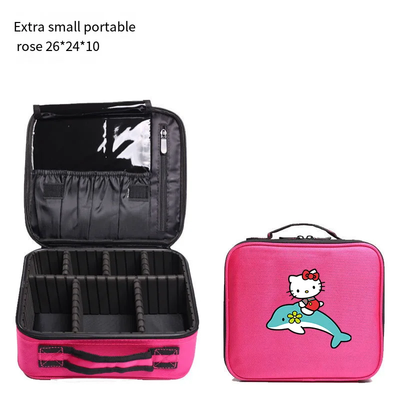 

Kawaii Professional Makeup Artist Cosmetics Bag Hello Kittys Cute Cartoon Anime Outdoor Portable Storage Storage Handheld Bag