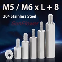 2pcslot m5 m6810121520253035404550608 male to female 304 stainless steel hex standoff spacer