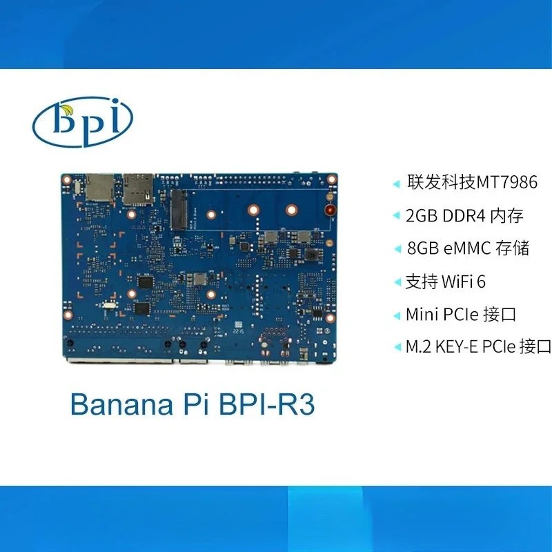 Фото Плата SmCpBanana Pi BPI R3 BPI-R3 с MediaTek MT7986 (Filogic 830), поддержка Wi-Fi 6/6E, 2.5GbE SFP №5