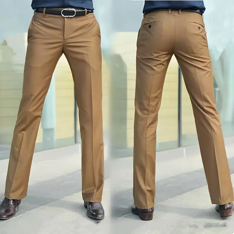 

Мужские весенне-осенние модные деловые повседневные однотонные длинные брюки 2023, Костюмные брюки, мужские эластичные прямые Формальные Брюки H10