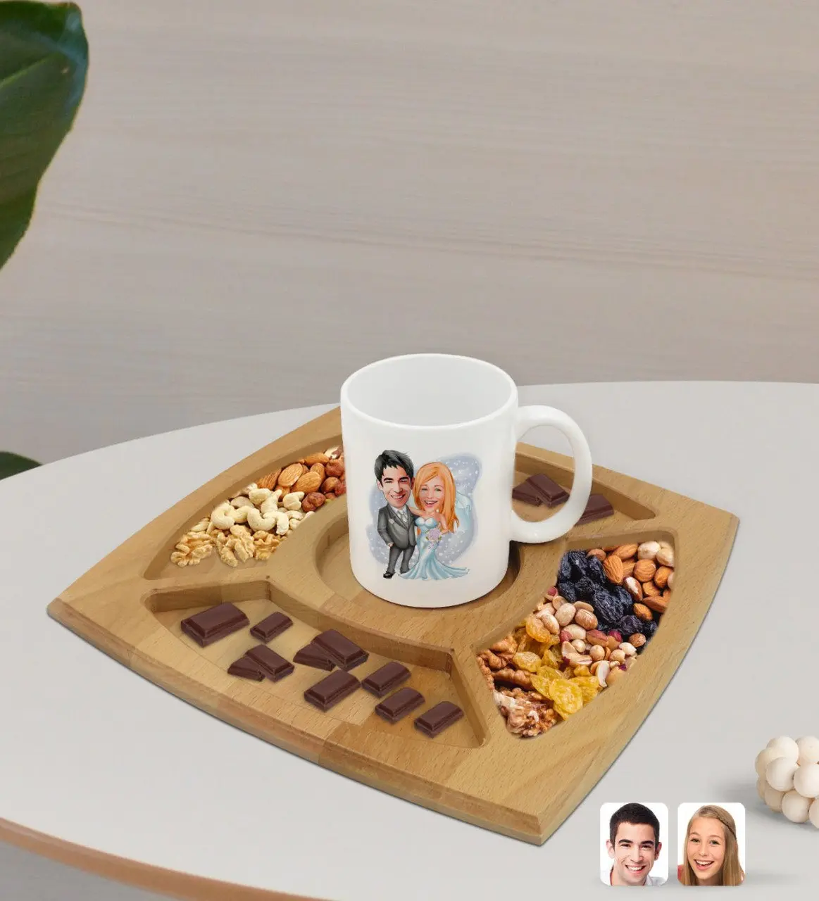 

Персонализированная белая кружка с изображением карикатура, 4 отделения