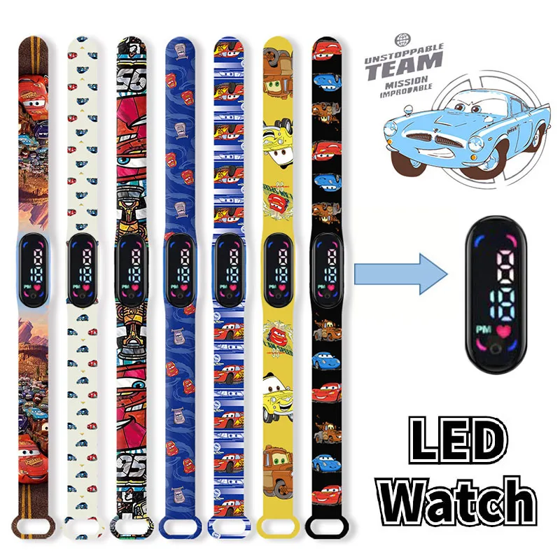 

Disney Cars Children's Digital Watch Anime Figure Lightning McQueen LED Touch Waterproof Electronic Kids Watch Birthday Gifts