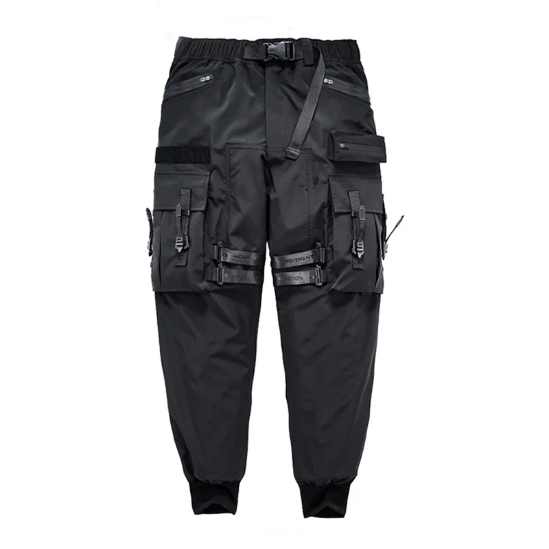 

Mcikkny Men Cargo Hip Hop Streetwear Trousers Multi Pockets Oversized Harem Jogger Pants Black Patchwork