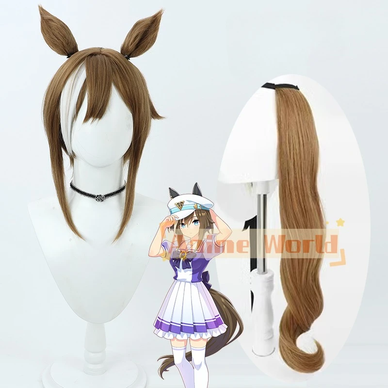 Фото Игра Uma Musume Pretty Derby Cheval Grand Косплей Парик Уши Хвост Хэллоуин Костюм Реквизит Синтетические волосы Термостойкое волокно №1
