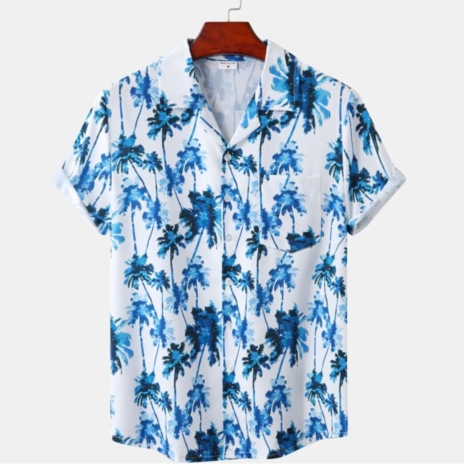 Рубашка мужская с принтом модная повседневная свободная пляжная блузка на