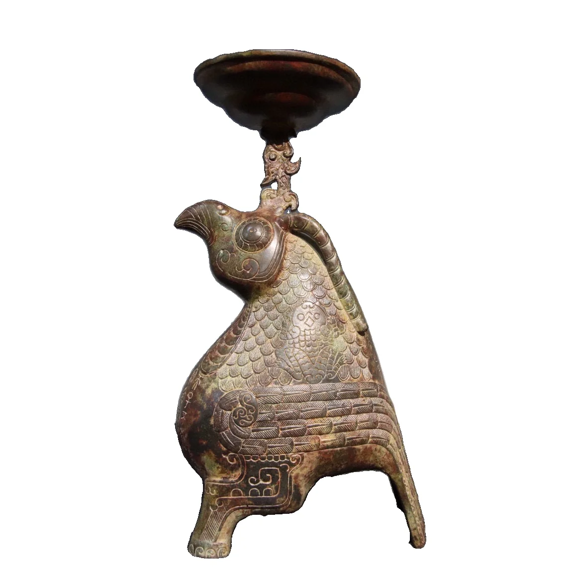 

LAOJUNLU Bronze Mangong Inscription Bird Zun Lamp Plate 33Cm High Chinese Traditional Style Antiques Fine Art Gifts Crafts