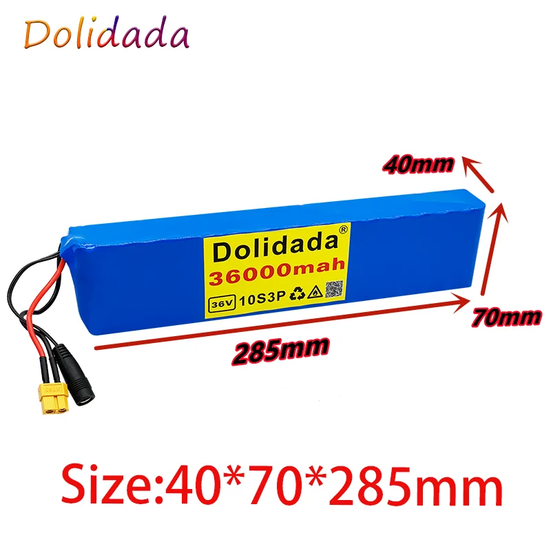 

2022 new 36V 36000mah 600W 10s3p lithium ion battery pack 20A BMS Xiaomi m365 Pro eBike bicycle scooter XT60 or tplug