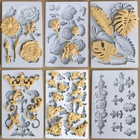 rose leaf flower silicone fondant cake mold three dimensional european embossed chocolate mold cake decorating tools resin mould