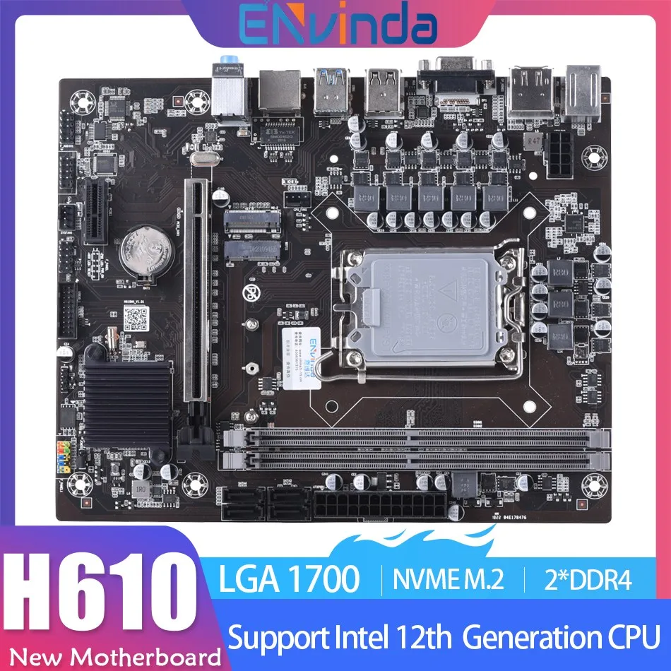 

ENVINDA Desktop H610 Motherboard LGA 1700 Support Intel Core i3/i5/i7/i9 12th Processor Dual Channel DDR4 Memory NVME M.2 H610M