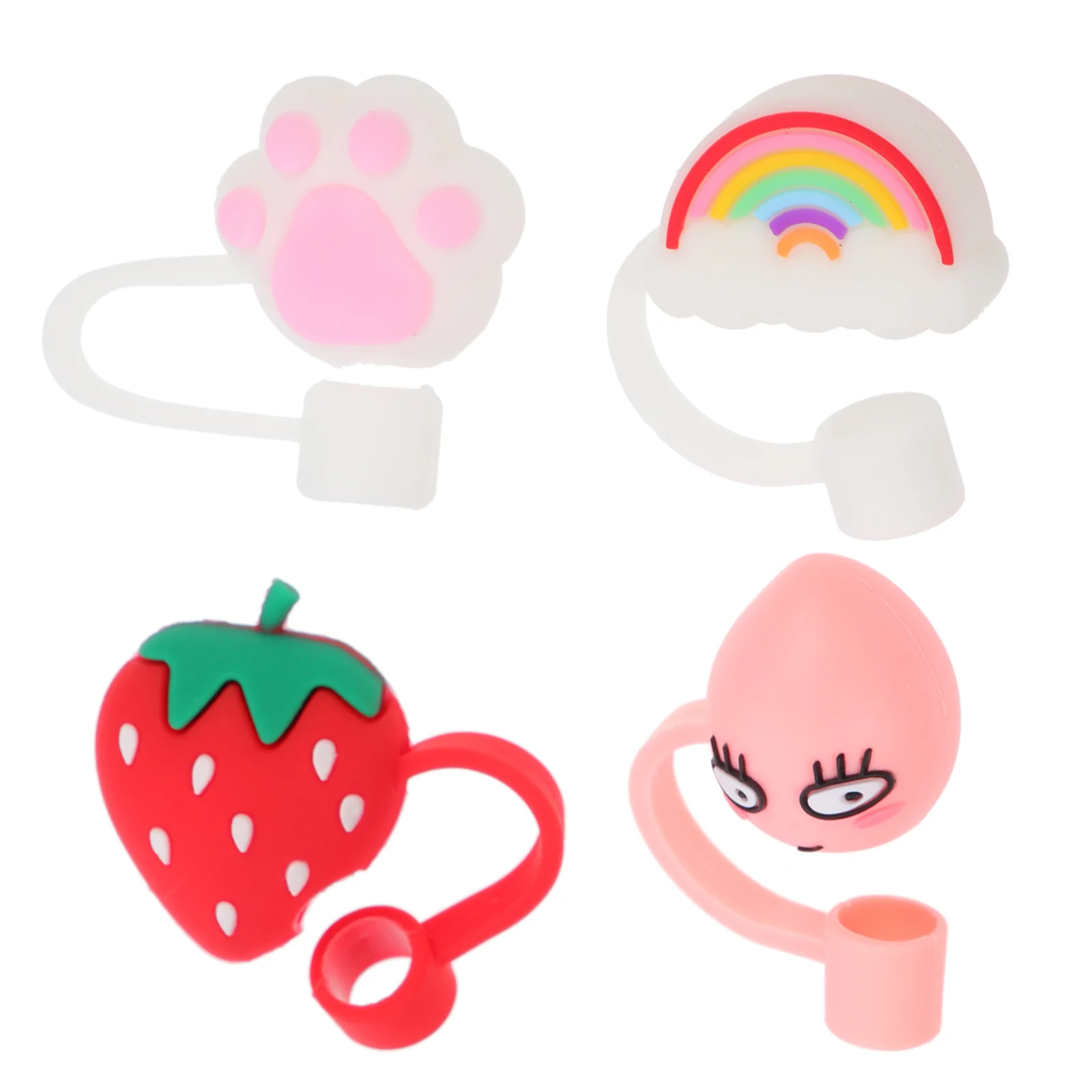 

4pcs Strawberry Tips Cover Reusable Tips Lids Funny Anti Tips Cap for Outdoor Portable Drinking Tips Plugs