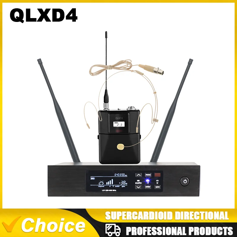 Профессиональная 1-канальная UHF Беспроводная Микрофонная Система QLXD4 С Карманным