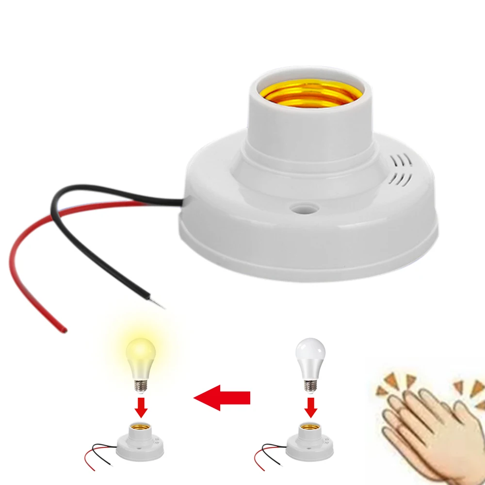 

E27 Lamp Holder Sound And Light Control Induction LED Lamp Screw Base Bulb Bracket Converter For Corridor Stairs WC AC220V