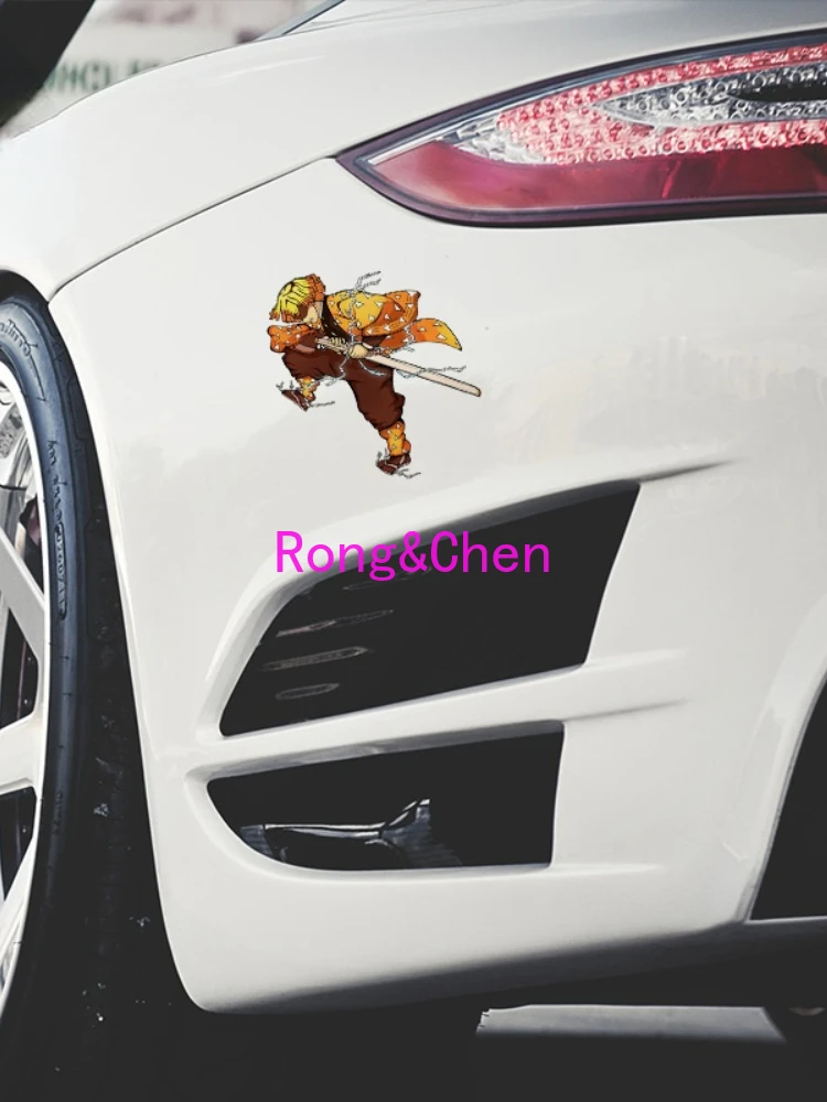 

Rongchen Trading Car Sticker Demon Slayer Zenitsu Creative Scratch-Proof Decal KK Anime Graphics Laptop Vinyl Material Decor PVC