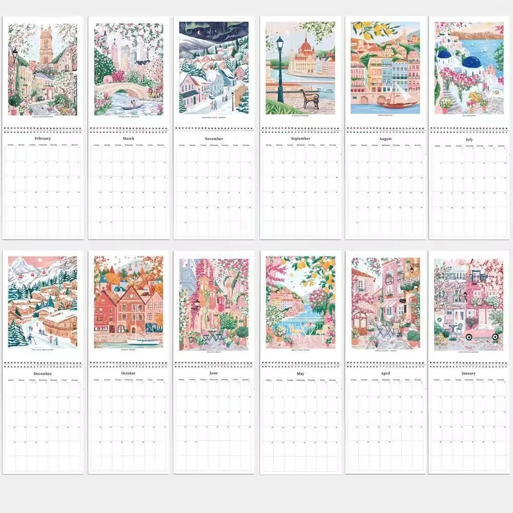 Романтический туристический новый календарь 2025 настенный новогодний подарок