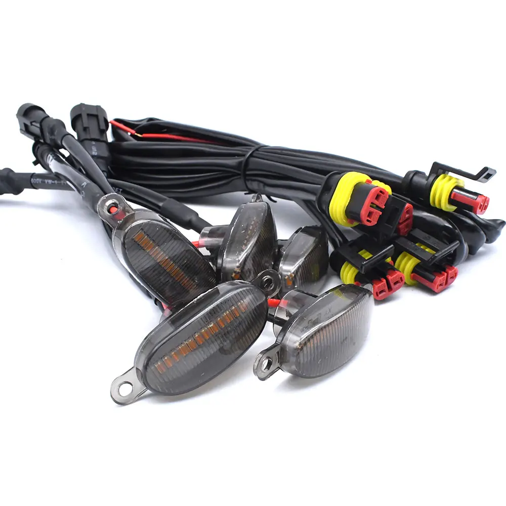 4 шт. дымчатые линзы в стиле Raptor янтарные светодиодные передние фары на решетке