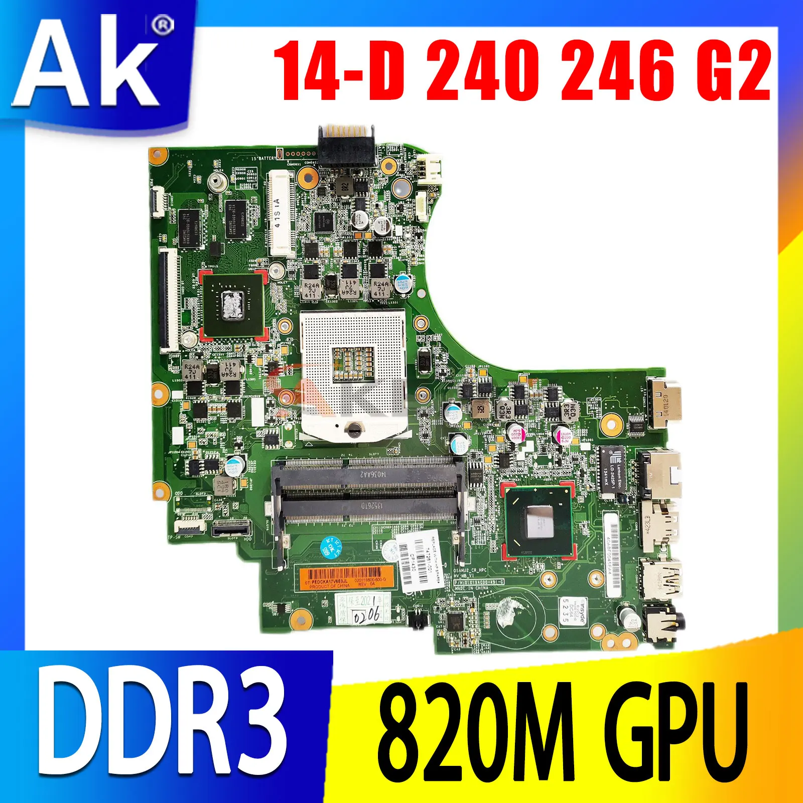 

Материнская плата для ноутбука HP 14-D 747263 747263 G2 501-001 240-246 материнская плата с HM76 Geforce 820M GPU DDR3 100% протестированная работа